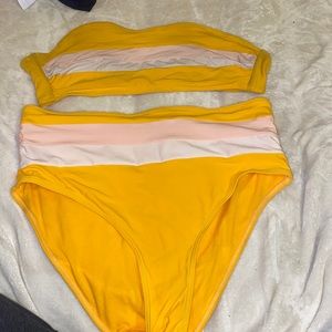 Two piece bathing suit strapless